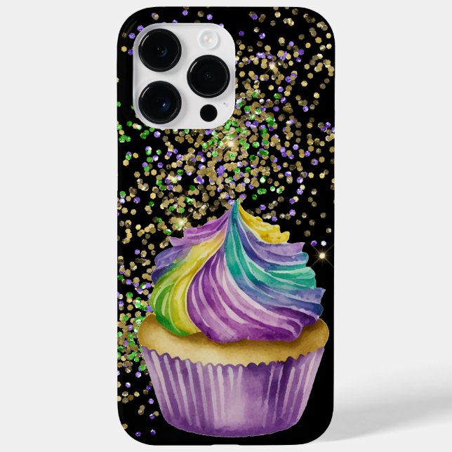LILA GREEN GOLD MARDI GRAS CUPCAKE Case-Mate iPhone 14 PRO MAX HÜLLE (Rückseite)