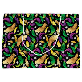 LILA GREEN GOLD MARDI GRAS FEATHERS GROßE GESCHENKTÜTE