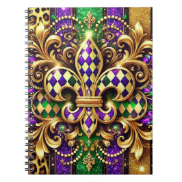 LILA GREEN GOLD MARDI GRAS LILIE NOTIZBLOCK