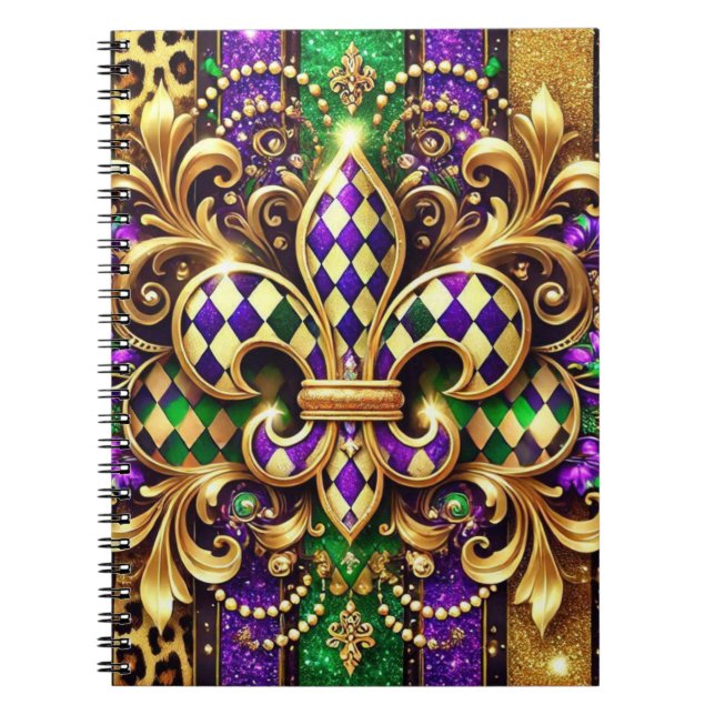 LILA GREEN GOLD MARDI GRAS LILIE NOTIZBLOCK (Vorderseite)