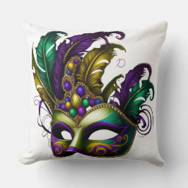 LILA GREEN GOLD MARDI GRAS MASK KISSEN