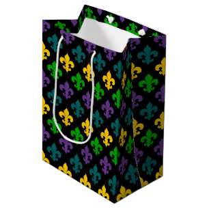 LILA GREEN GOLD MARDI GRAS SYMBOL MITTLERE GESCHENKTÜTE