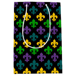 LILA GREEN GOLD MARDI GRAS SYMBOL MITTLERE GESCHENKTÜTE