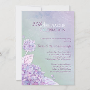 Lila + Green Hydrangea 25. Hochzeitstag Einladung