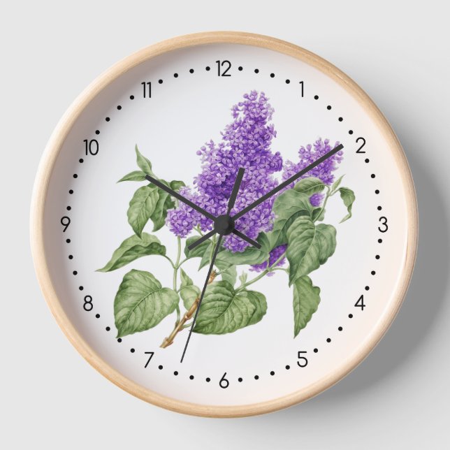 Lila Green Lilac Blume Botanisch Uhr (Vorderseite)