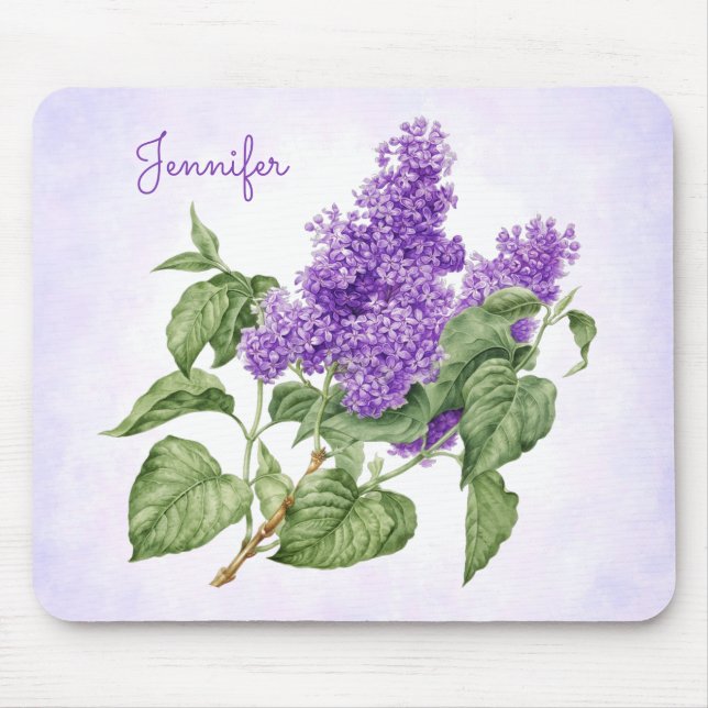 Lila Green Lilac Blume Individuelle Name Botanisch Mousepad (Vorne)