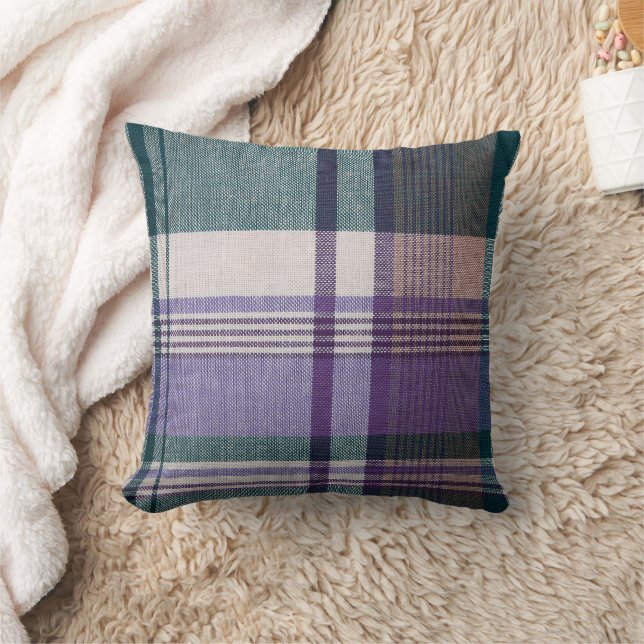 Lila Green Madras-Muster-Gemisch Kissen (Decke)