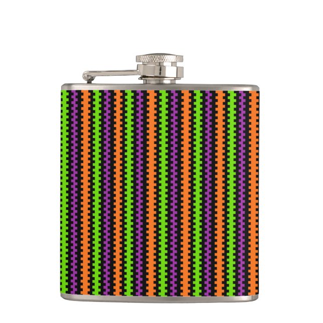 LILA GREEN ORANGE BLACK HALLOWEEN STREIFEN FLACHMANN (Vorderseite)