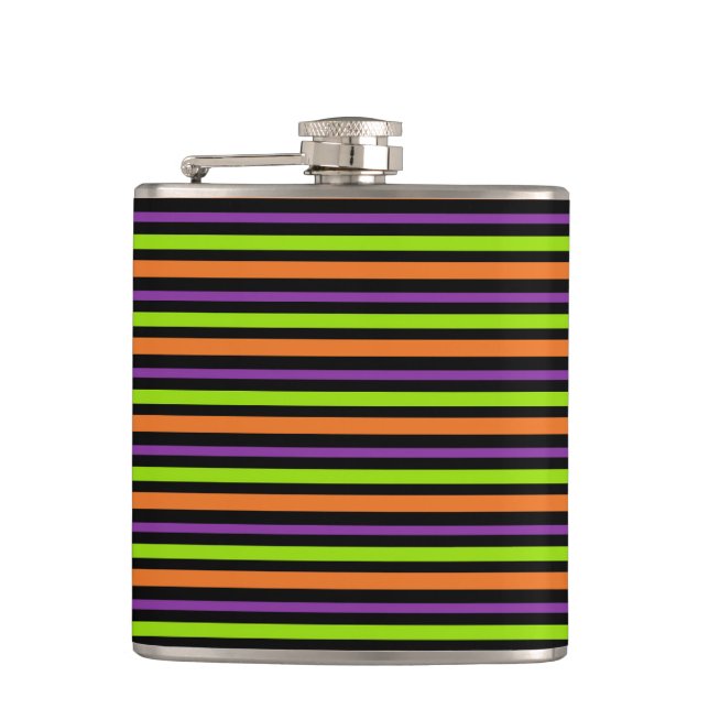 LILA GREEN ORANGE BLACK HALLOWEEN STREIFEN FLACHMANN (Vorderseite)