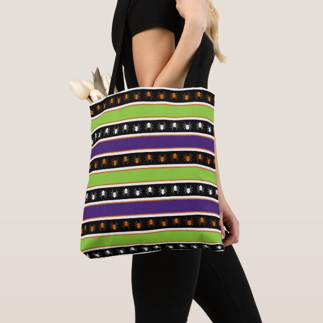 LILA GREEN ORANGE SCHWARZ-WEISS HALLOWEEN STREIFEN TASCHE (Von Nahem)