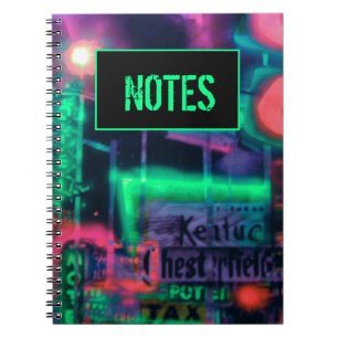Lila Green Red Abstrakt Neon Lights Medley Notizblock
