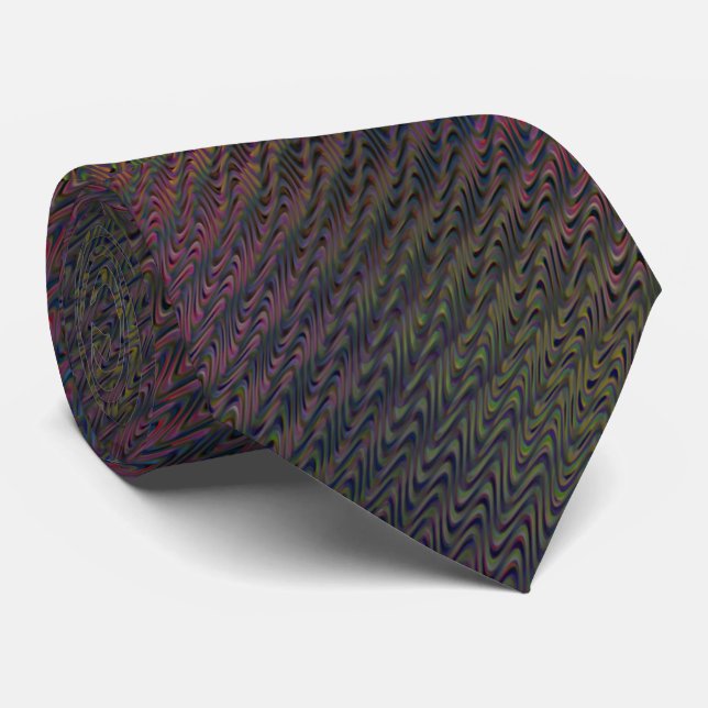 Lila Green Wavy Neck Tie Krawatte (Gerollt)