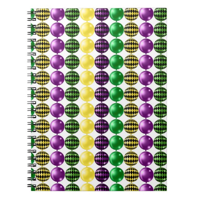 LILA GREEN YELLOW MARDI GRAS BEADS NOTIZBLOCK (Vorderseite)