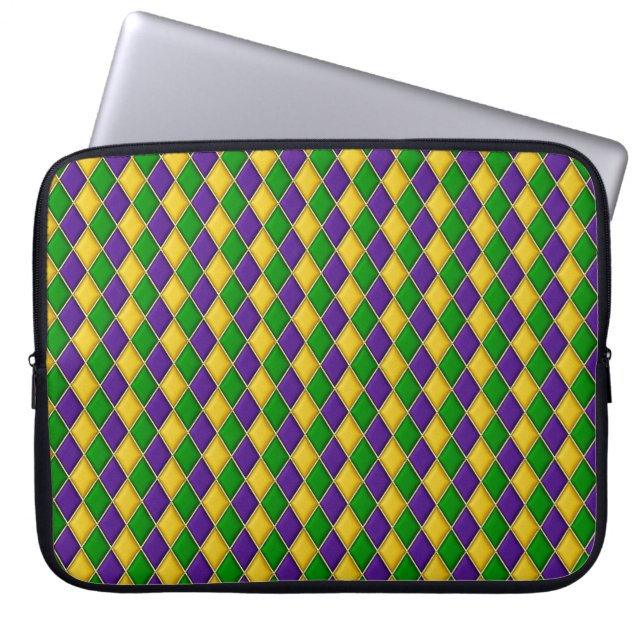 LILA GREEN YELLOW MARDI GRAS DIAMOND PATTERN LAPTOPSCHUTZHÜLLE (Vorderseite)