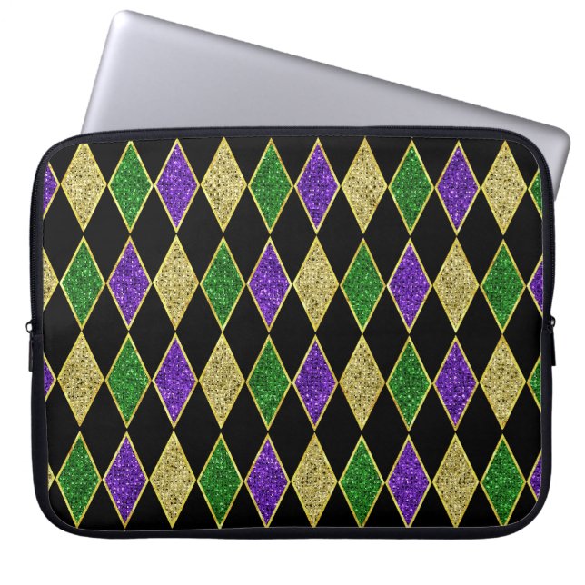 LILA GREEN YELLOW MARDI GRAS DIAMOND PATTERN LAPTOPSCHUTZHÜLLE (Vorderseite)