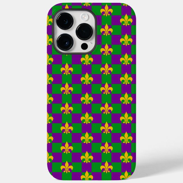 LILA GREEN YELLOW MARDI GRAS PATTERS Case-Mate iPhone 14 PRO MAX HÜLLE (Rückseite)