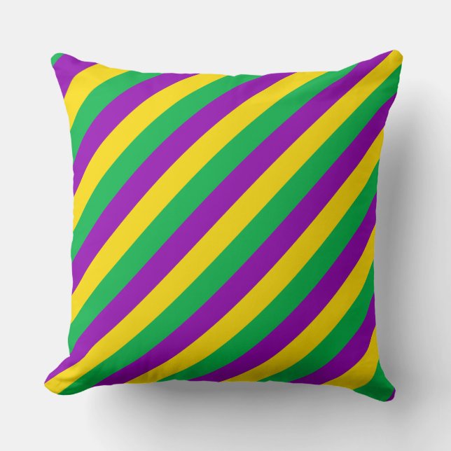 LILA GREEN YELLOW MARDI GRAS STRIPES KISSEN (Vorderseite)