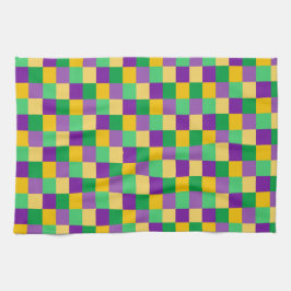 LILA GREEN YELLOW MARDI GRAS ÜBERPRÜFT PATTER GESCHIRRTUCH