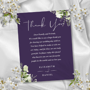 Lila Greenery Dankeschön-Hochzeitsplatzkarte Postkarte