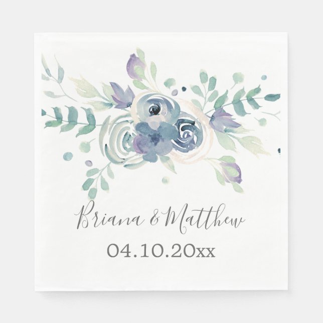 Lila Greenery Floral Wedding Serviette (Vorderseite)