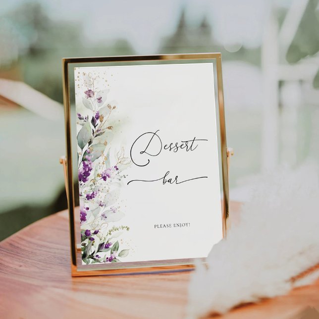 Lila Greenery Lavender Dessert Bar Sign Sockelschild (Von Creator hochgeladen)