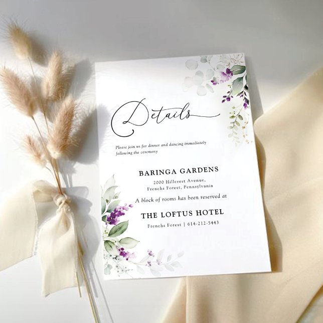 Lila Greenery Lavender Wedding Enclosure Card Begleitkarte (Von Creator hochgeladen)