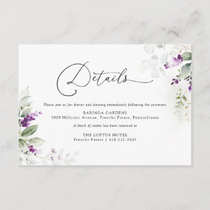 Lila Greenery Lavender Wedding Enclosure Card Begleitkarte