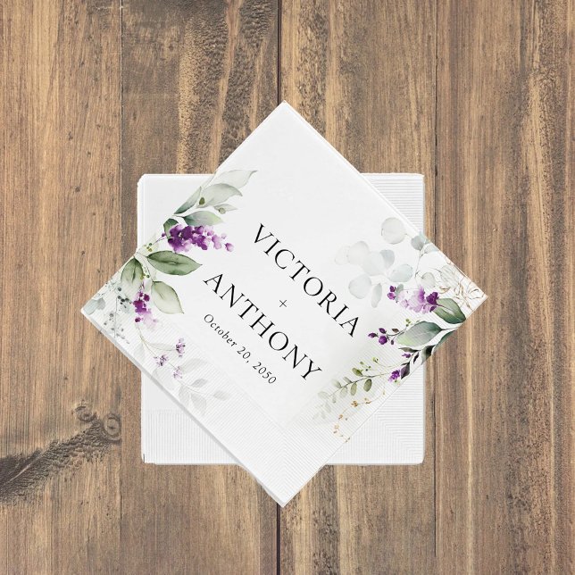 Lila Greenery Lavender Wedding Napkins Serviette (Von Creator hochgeladen)