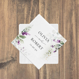 Lila Greenery Lavender Wedding Napkins Serviette
