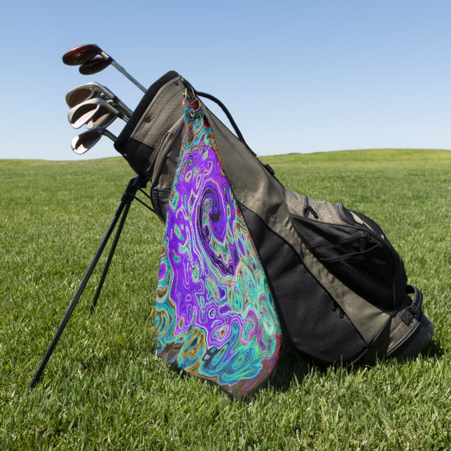 Lila Groovy Abstrakt Retro Liquid Swirl Golfhandtuch (Gras)