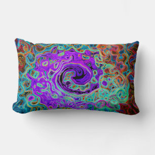 Lila Groovy Abstrakt Retro Liquid Swirl Lendenkissen
