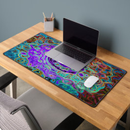 Lila Groovy Abstrakt Retro Liquid Swirl Schreibtischunterlage