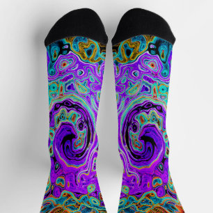 Lila Groovy Abstrakt Retro Liquid Swirl Socken