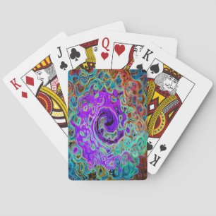 Lila Groovy Abstrakt Retro Liquid Swirl Spielkarten