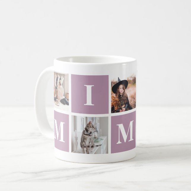 Lila Großmutter Foto Collage Mimi Kaffeetasse (Vorderseite Links)