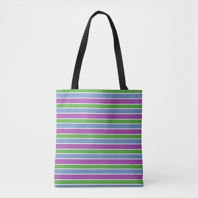 Lila Grün Blau Gestreift Tasche (Vorderseite)