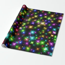 Lila, grün, blau, Sterne Weihnachten Geschenkpapier