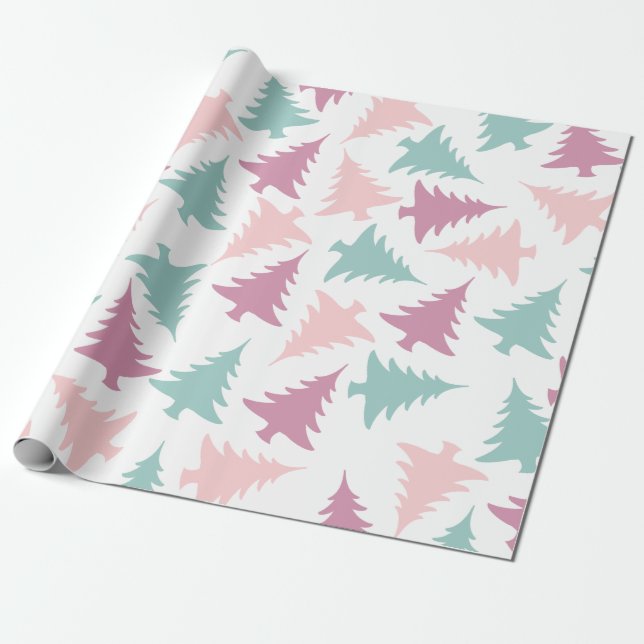 Lila Grün des Weihnachtsbaum-Muster-Pastellrosas Geschenkpapier (Ungerollt)