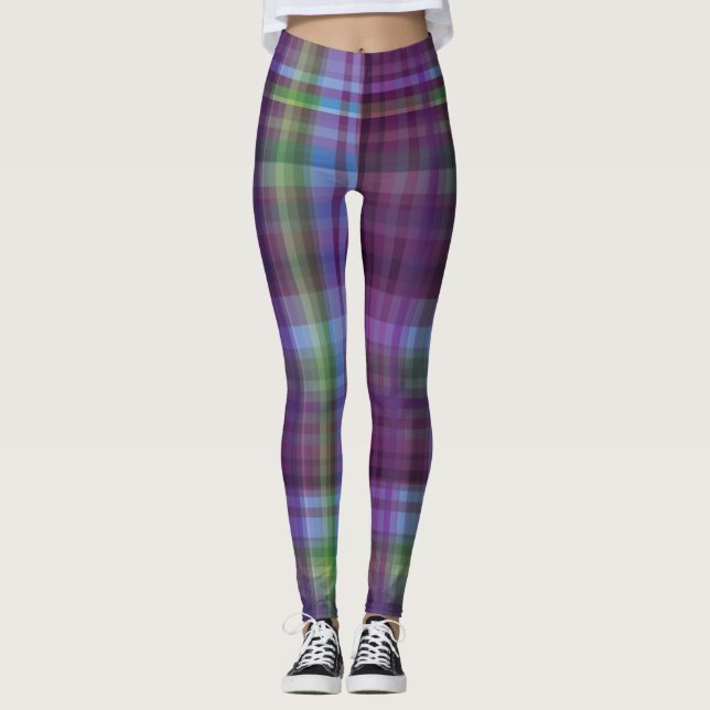 Lila-grün kariert leggings (Vorderseite)