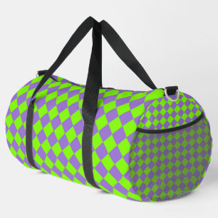 Lila Grün Karo Diamant Muster Groß Duffle Bag