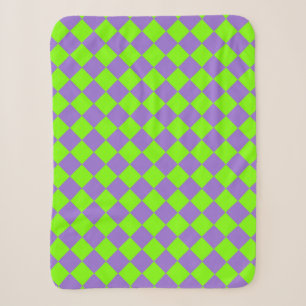 Lila Grün Karo Diamant Muster Sherpadecke