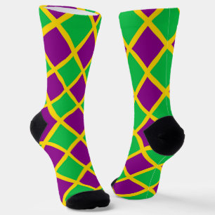 Lila Grün Karo Diamant Muster Socken