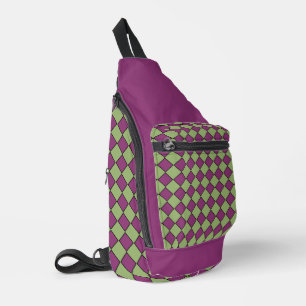 Lila Grün Karo Diamantmuster Crossbody Bag