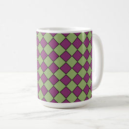 Lila Grün Karo Diamantmuster Kaffeetasse