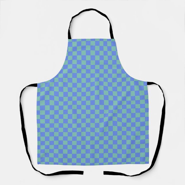Lila Grün Karo Gingham Muster Schürze (Vorderseite)