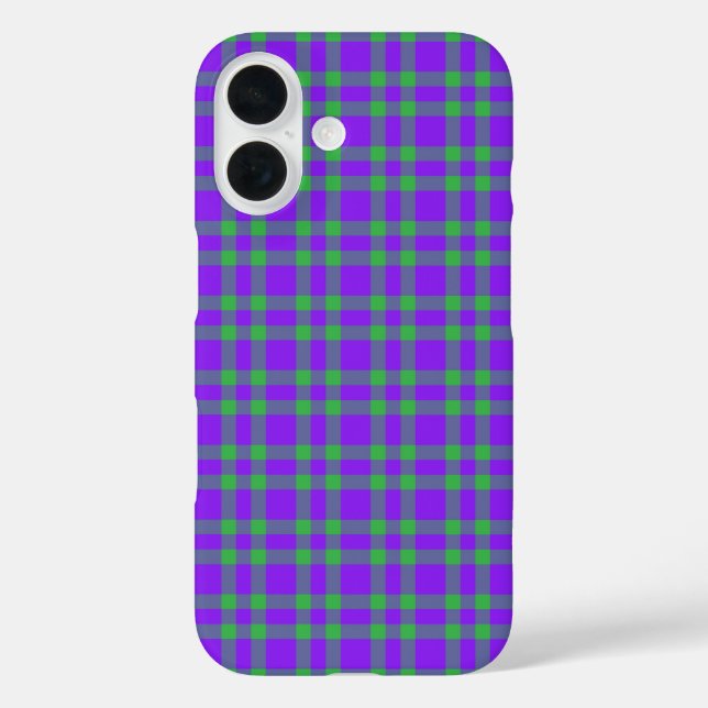 Lila Grün Karomuster iPhone 16 Hülle (Rückseite)