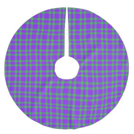 Lila Grün Karomuster Polyester Weihnachtsbaumdecke