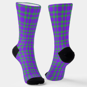 Lila Grün Karomuster Socken