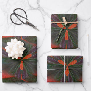 Lila grün-orange Abstraktes Muster Geschenkpapier Set
