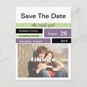 Lila grün und schwarz Save the Date Ankündigungspostkarte